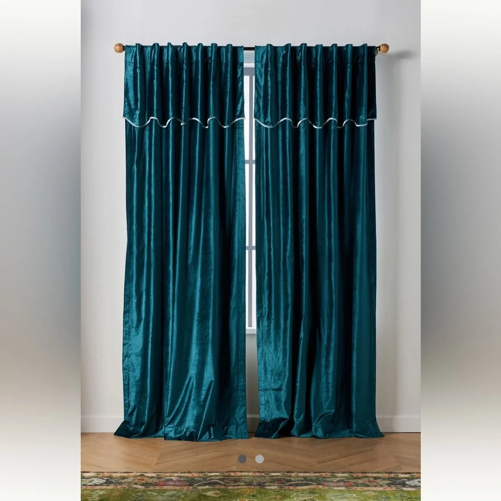 Adelina Velvet Valance 1/ Curtain  96” x50” / Color/ Teal